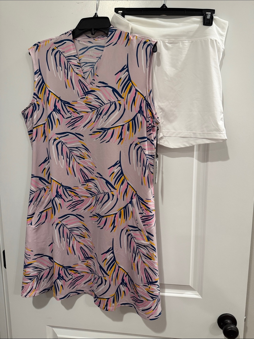 Tail Pink Palm-Print Active Mini Golf Dress with White Skort